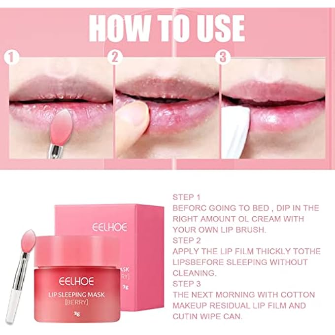 EELHOE MOISTURIZING OVERNIGHT LIP MASK, LIP SLEEP MASK REDUCES LIP LINES AND RESTORES MOISTURE PLUMP DRY LIPS LIP CARE LIP BALM EFFECTIVELY NOURISHES THE LIP SKIN (A, ONE SIZE) - Image 4